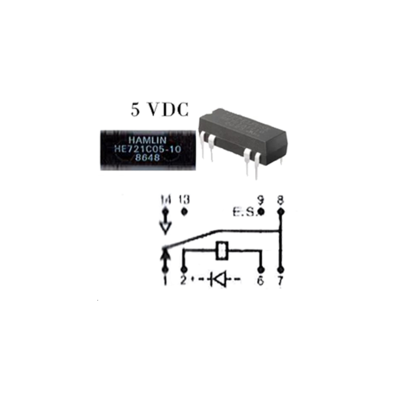 Relais Reed, SPDT, 5 VDC, HE700, Traversant, 200 ohm, 250 mA