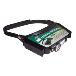 Loupe binoculaire à visière mobileSerre tête avec réglageDouble éclairage droite et gauche 4 piles LR3 non fournies3 grossisseme