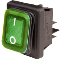 Inter Bascule Rectangle Vert Étanche (IP65)MolvenoRocker Switch B4MASK48N1E21000DPSTFaston 6.35mmblack22x30mm250VAC16ASurface ar